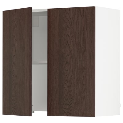 SEKTION Wall cab w built-in range hood, white/Sinarp brown, 30x15x30 "