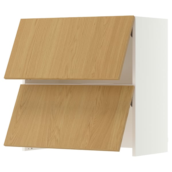 SEKTION Wall cab w built-in range hood, white/Sinarp oak veneer, 30x15x30 "