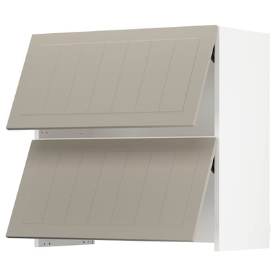 SEKTION Wall cab w built-in range hood, white/Stensund beige, 30x15x30 "