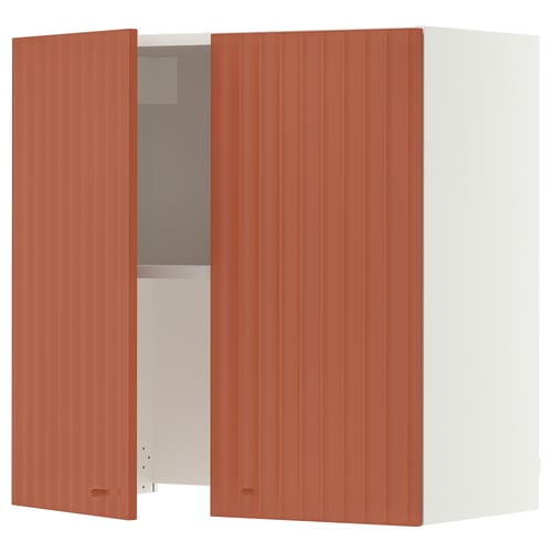 SEKTION Wall cab w built-in range hood, white/Terrsjö red-brown wave pattern, 30x15x30 "