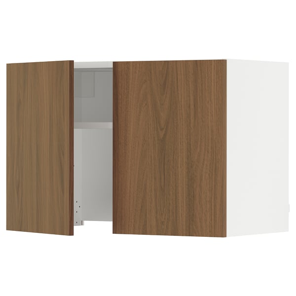SEKTION Wall cab w built-in range hood, white/Tistorp brown walnut effect, 30x15x20 "