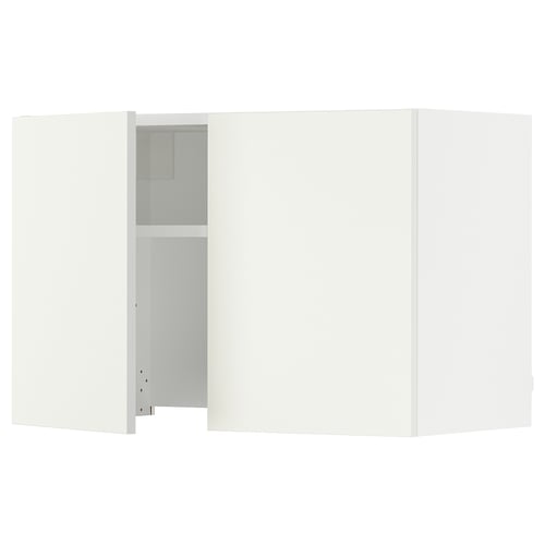 SEKTION white kitchen cabinet, modern design. One open door showing shelves.