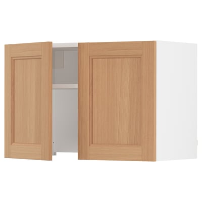 SEKTION Wall cab w built-in range hood, white/Vedhamn oak, 30x15x20 "