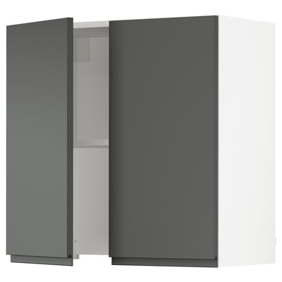 SEKTION Wall cab w built-in range hood, white/Voxtorp dark gray, 30x15x30 "