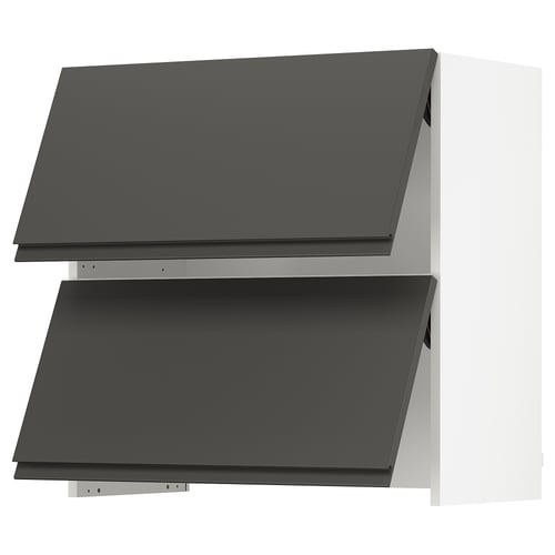 SEKTION kitchen cabinet in dark grey with two slanted shelves.