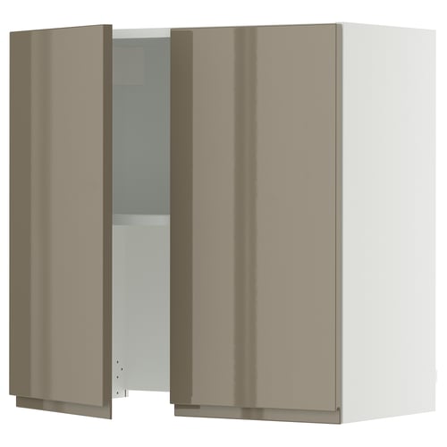 Grey-brown ikea SEKTION wall cabinet, high gloss, modern minimalist.