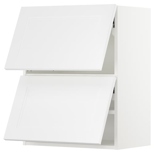 A white SEKTION kitchen cabinet with two shelves and horizontal doors. The design is modern and minimalist.
