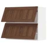 SEKTION Wall cabinet horizontal w 2 doors, white Enköping/brown walnut effect, 36x15x30 "