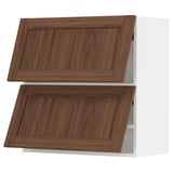 SEKTION Wall cabinet horizontal w 2 doors, white Enköping/brown walnut effect, 30x15x30 "