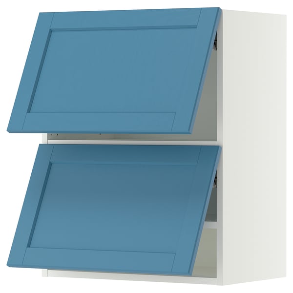 SEKTION Wall cabinet horizontal w 2 doors, white/Lerhyttan blue, 24x15x30 "