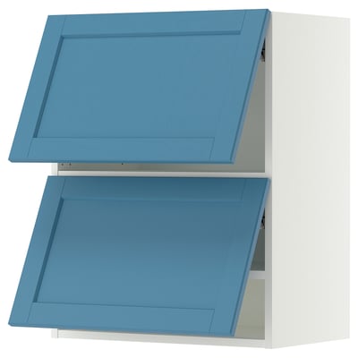 SEKTION Wall cabinet horizontal w 2 doors, white/Lerhyttan blue, 24x15x30 "