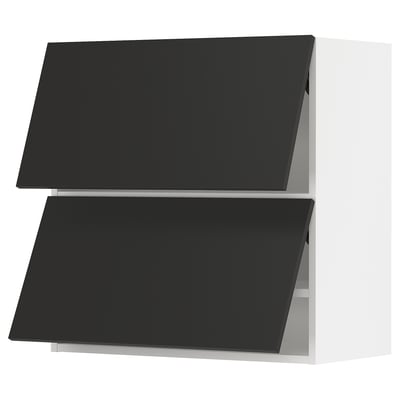 SEKTION Wall cabinet horizontal w 2 doors, white/Nickebo matte anthracite, 30x15x30 "