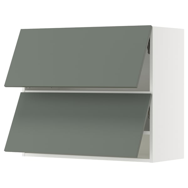 SEKTION Wall cabinet horizontal w 2 doors, white/Nickebo matte grey-green, 36x15x30 "