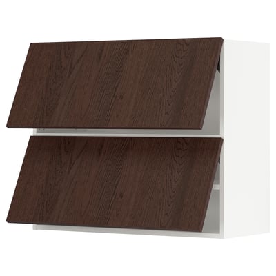 SEKTION Wall cabinet horizontal w 2 doors, white/Sinarp brown, 36x15x30 "