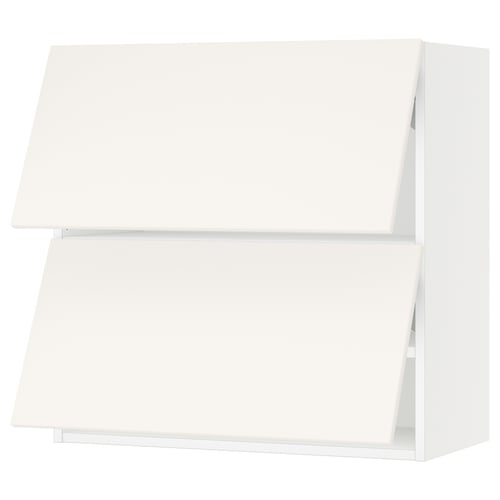 White ikea SEKTION wall cabinet, modern, square, 2 shelves, particleboard finish.