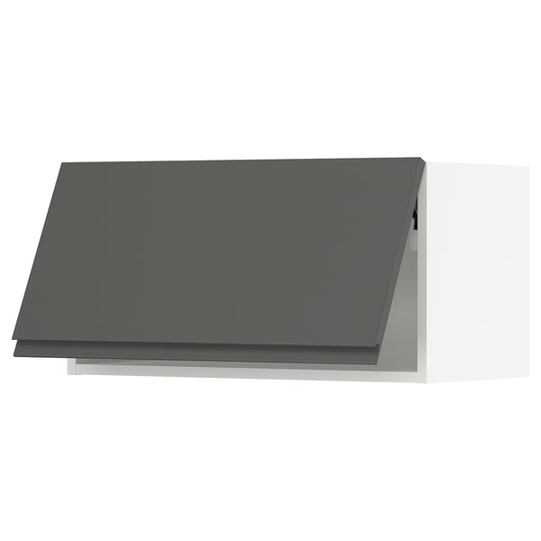 SEKTION Wall cabinet horizontal w/ push-op, white/Voxtorp dark gray, 30x15x15 "