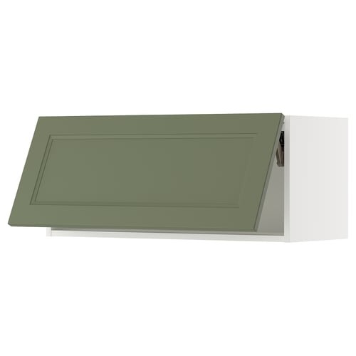 A green kitchen cabinet door from IKEAs SEKTION system, featuring a rectangular design with a smooth finish.