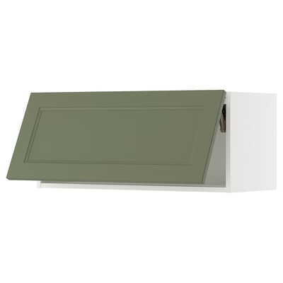 A green kitchen cabinet door from IKEAs SEKTION system, featuring a rectangular design with a smooth finish.