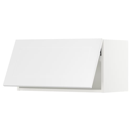 White rectangular kitchen cabinet, sleek modern design, made of particleboard and fibreglass.