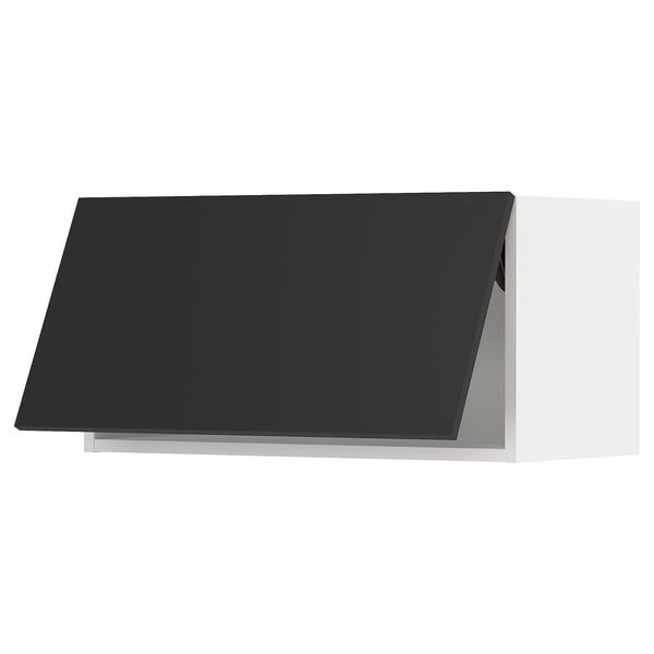 SEKTION Wall cabinet horizontal, white/Nickebo matte anthracite, 30x15x15 "