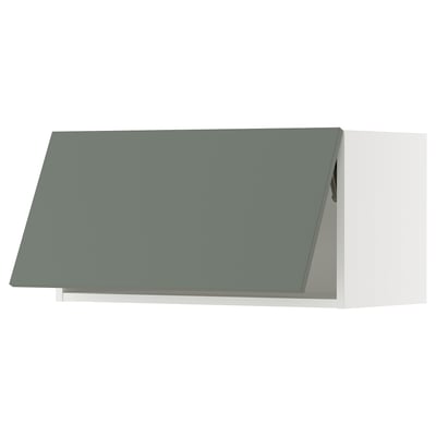 SEKTION Wall cabinet horizontal, white/Nickebo matte grey-green, 30x15x15 "
