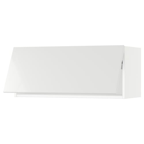 White modern kitchen cabinet, sleek design, high gloss finish, rectangular shape.