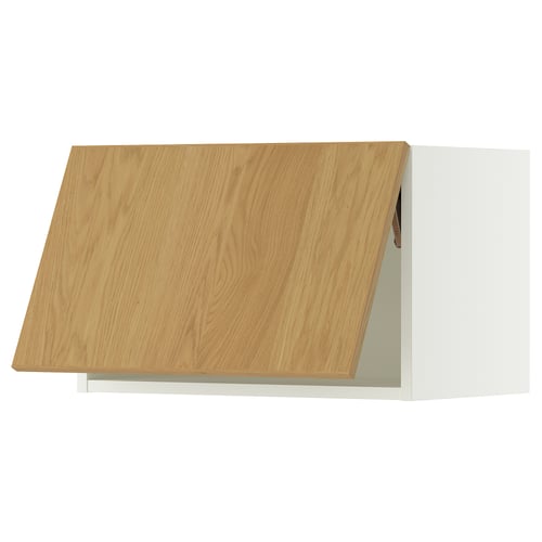 A SEKTION kitchen wall cabinet in white with a light wooden top and a single door.