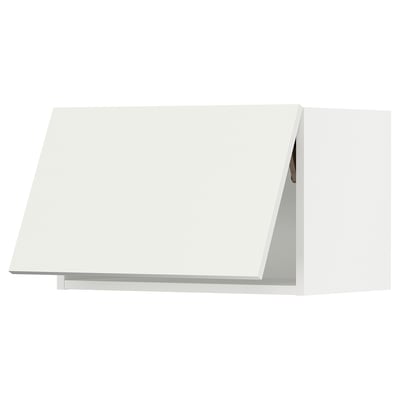 Depicts a white kitchen cabinet from the SEKTION series, featuring a modern, sleek design with clean lines.