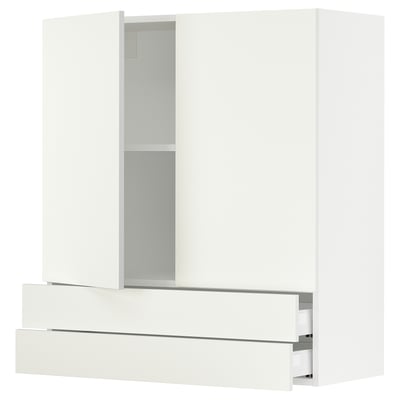SEKTION Wall cabinet w 2 doors/2 drawers, white/Vallstena white, 36x15x40 "