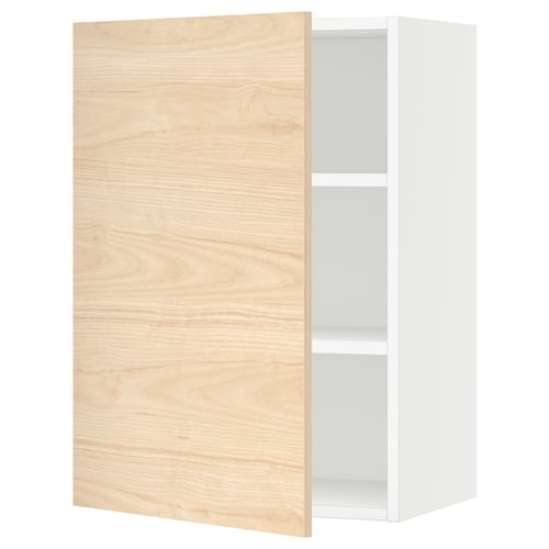 SEKTION kitchen cabinet, light ash wood, white interior, rectangular shape, modern design.