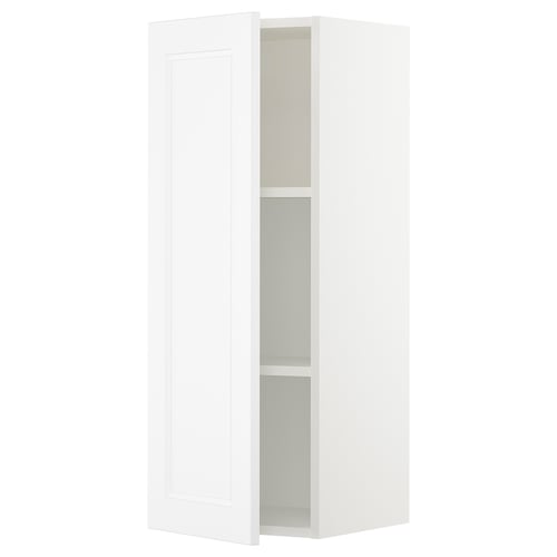 White cabinet with an open door, one shelf visible, sleek design.