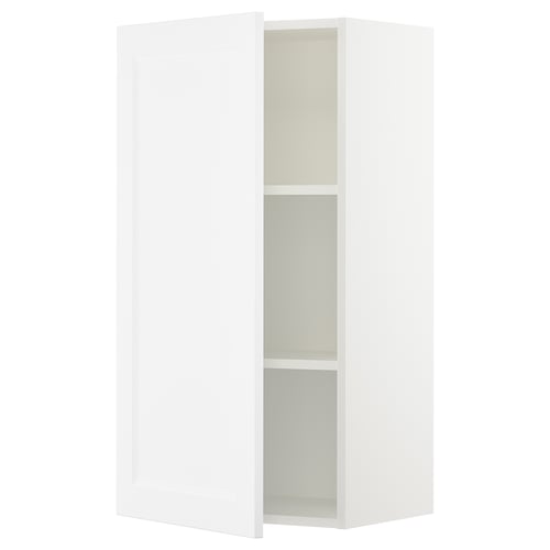 White SEKTION wall cabinet with two shelves, sleek design.
