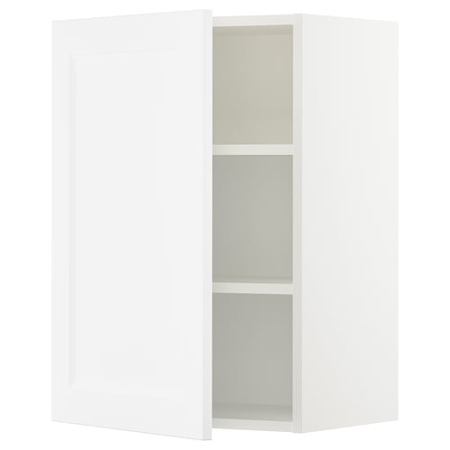 White SEKTION kitchen cabinet, modern design with adjustable shelves, glossy finish.