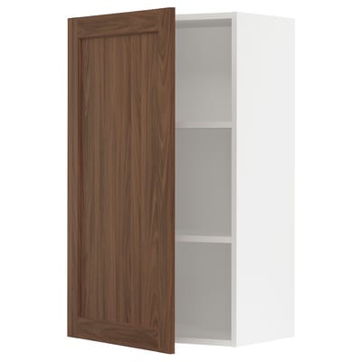 SEKTION Wall cabinet, white Enköping/brown walnut effect, 24x15x40 "