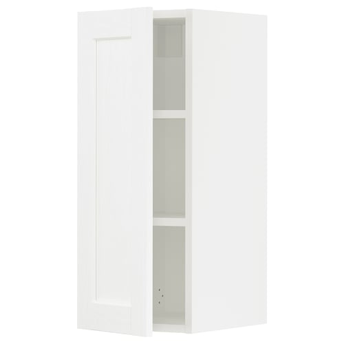 Depicts a white SEKTION wall cabinet from IKEA. It a sleek, modern design with two adjustable shelves.