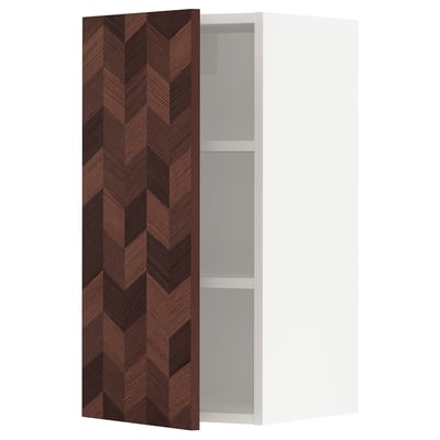 SEKTION Wall cabinet, white Hasslarp/brown left-handed, 15x15x30 "