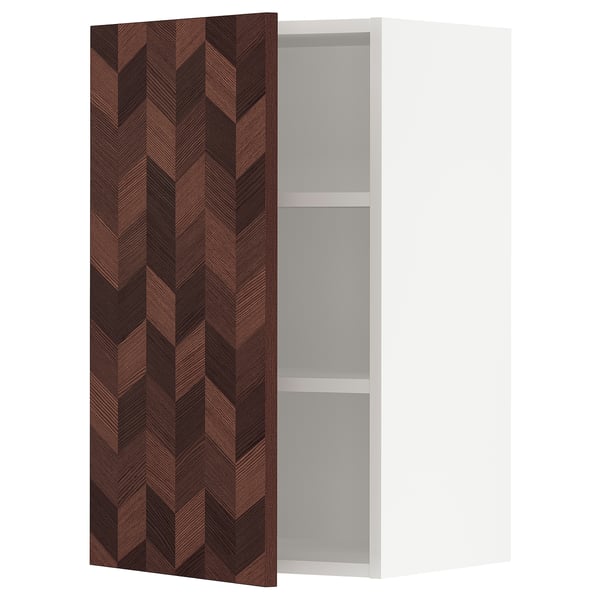 SEKTION Wall cabinet, white Hasslarp/brown patterned, 18x15x30 "