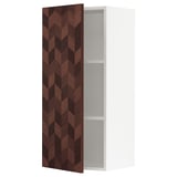 SEKTION Wall cabinet, white Hasslarp/brown patterned, 18x15x40 "