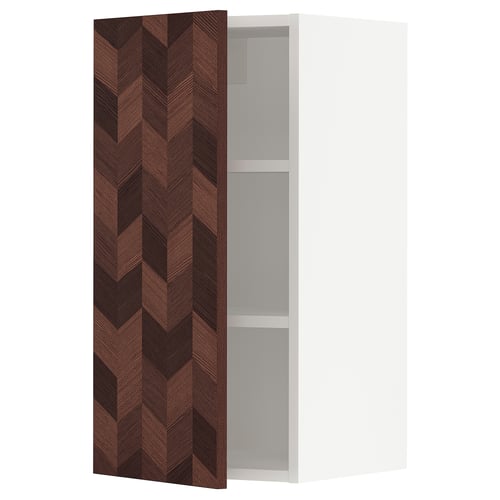 SEKTION Wall cabinet, white Hasslarp/brown right-handed, 15x15x30 "