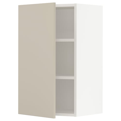 Beige SEKTION fiberboard kitchen cabinet with 2 shelves, minimalist design.