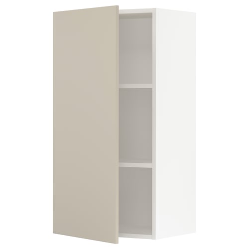 SEKTION kitchen cabinet, beige, vertical, two shelves, smooth design.