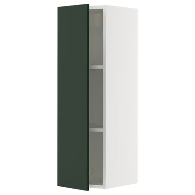 White vertical cabinet with green door, adjustable shelf, modern design.