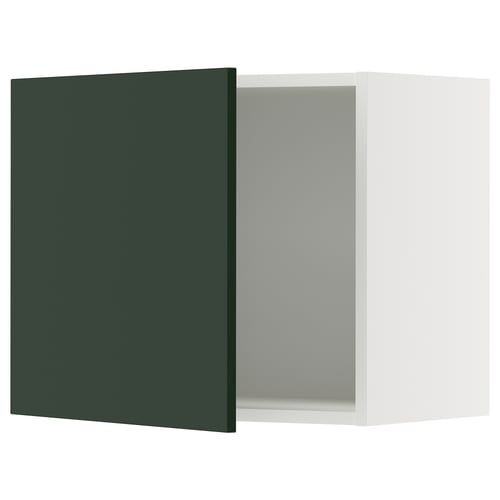 A dark green kitchen cabinet door from IKEAs SEKTION system. The modern, rectangular door sleek, minimalist design with a smooth finish.