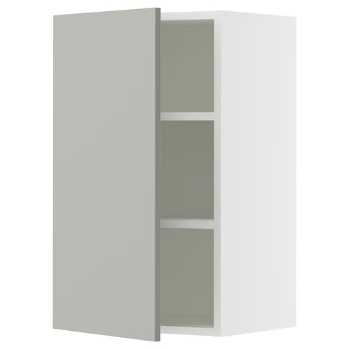 SEKTION kitchen cabinet: light grey, modern design, square shape, adjustable shelves, and soft-closing hinges.