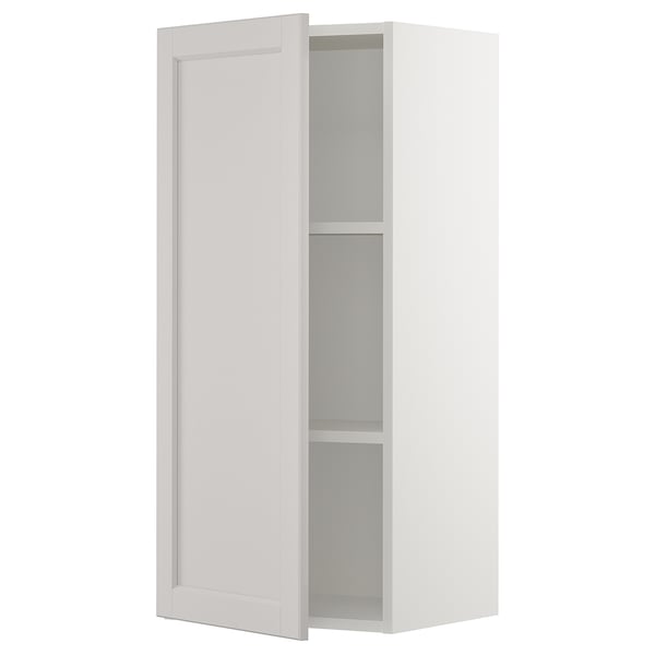 SEKTION Wall cabinet, white/Lerhyttan light gray, 18x15x40 "