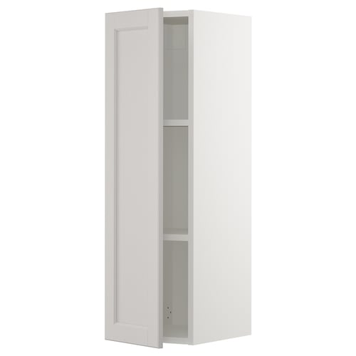 White SEKTION kitchen cabinet with adjustable shelves and bevelled door edge.