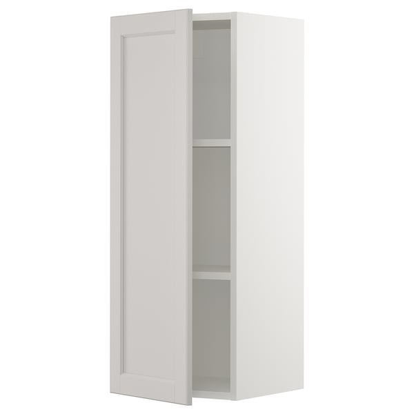 SEKTION Wall cabinet, white/Lerhyttan light gray, 15x15x40 "