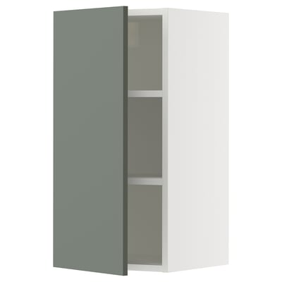 SEKTION Wall cabinet, white/Nickebo matte grey-green, 15x15x30 "