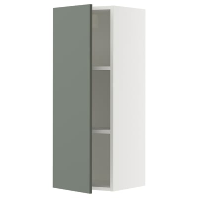 SEKTION Wall cabinet, white/Nickebo matte grey-green, 15x15x40 "