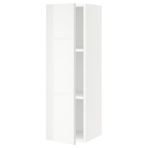 SEKTION white high-gloss kitchen cabinet, sleek, modern, square shape.